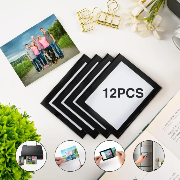 Magnetic Picture Frames with Black Border(2.5"X3.5",12 Pack),Mini Wallet Size Magnet Photo Sleeves Pockets/Holder,Decorations for Home/Office/School/Classroom/Party - Image 4