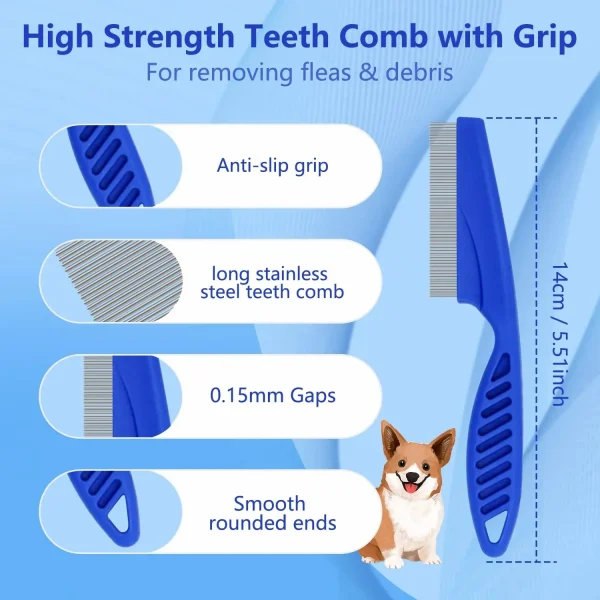 4 Pcs Flea Lice Comb for Cats Dogs | 4 Styles of Comb Included, Cat Dog Combs for Grooming Eye Tear Stain, Dematting Comb for Dogs Cats | Ideal for All Types of Small, Medium, Large Pets Hair - Image 4