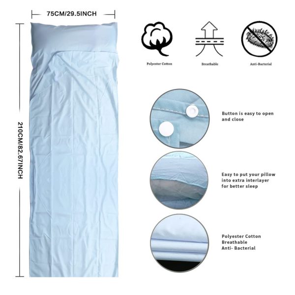 Emlimny Travel and Camping Sheet Sleeping Bag Liner - Lightweight Compact and Portable Adult Sleeping Bag - Ideal for Traveling,Hostels and Camping (Blue) - Image 4