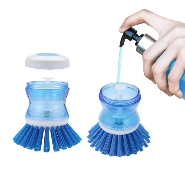 Dish Brush from Rongsi with Soap Dispenser for Dishes Pot Pan Kitchen Sink Scrubbing, Blue 2pcs - Image 3