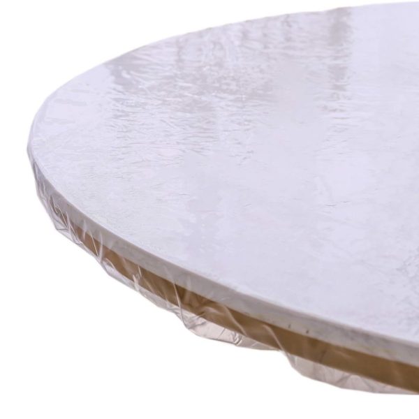 Round Waterproof Table Cover Elastic Tablecloth Vinyl Fitted Table Cover Elastic Edged Plastic Table Cover Fits Tables up to 40"-44" Clear - Image 4