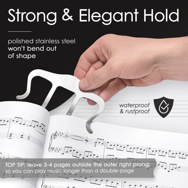 WUSI Metal Music Book Clip and Page Holder - Sheet Music Holders for Piano, Keyboard, Stands, and Books - Adorable Page Marker Clips - Image 3