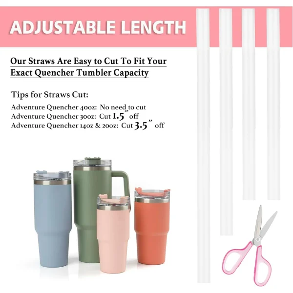 6 Straws with Cover Cap for 40oz Tumbler Replacement - Reusable Straw with Stopper Tips, Perfect for Cup with Handle H2.0, 14, 20, 30, 40oz Accessories - Image 2