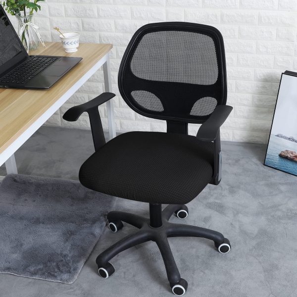 Holytech Office Desk Chair Seat Covers Water Resistant Jacquard Computer Chair Seat Cushion Slipcovers - Black - Image 4