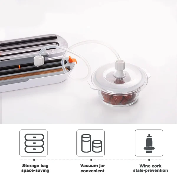 Vacuum Sealer Machine, Emlimny Food Vacuum Sealer, Automatic Food Sealer Machine, Smart Food Packer Equipped with Vacuum Bags and Starter Kit for Food Preservation (White) - Image 3