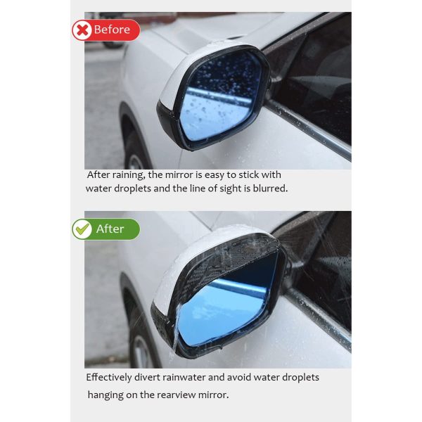 Emlimny Mirror Rain Visor Eyebrow, Side Mirror Visor Rain Guards,Side Mirror Covers for Car Universal Fit 2 Pack - Image 3