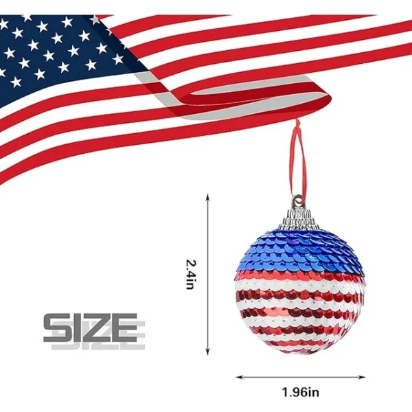 12 Pieces Independence Day Hanging Ball - 2 Inch Memorial Day Sequin Hanging Ball Ornament - 4th of July Red White Blue Tree Decorations for Memorial Day Veterans Patriotic USA Themed Party Supplies - Image 3