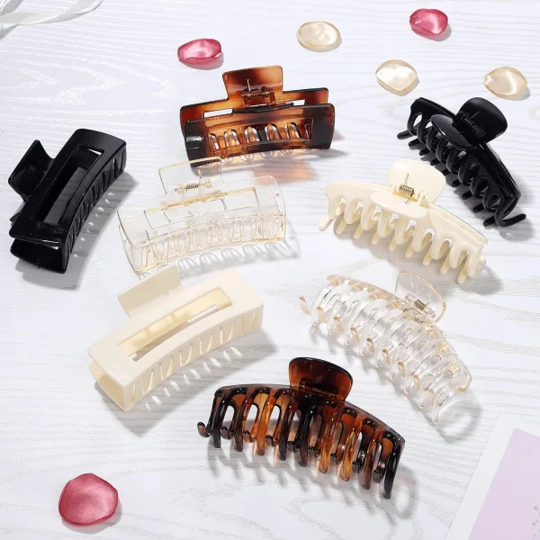 Emlimny Claw Clip Hair Clip 8 Pack 4.3 Inch Rectangular Hair Clips for Women Girls Large Hair Jaw Clips Hair Clips - Image 3