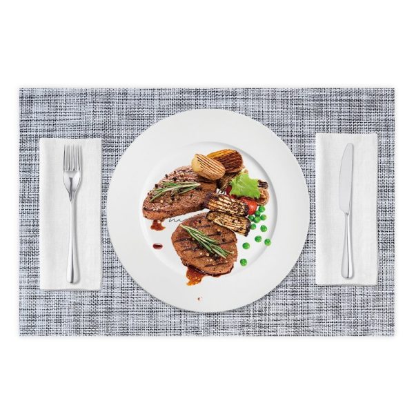 Emlimny 4 PCS Heat Resistant Placemat, PVC Non-Slip Place Mats for Dining Table, Washable Vinyl Placemats for Kitchen, Set of 4 – Gray - Image 3