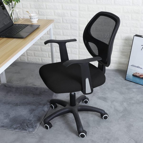 Holytech Office Desk Chair Seat Covers Water Resistant Jacquard Computer Chair Seat Cushion Slipcovers - Black - Image 3