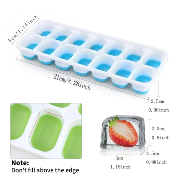 Rongsi Silicone Ice Cube Tray, 4 Pack Easy-Release & Flexible 14-Ice Cube Trays with Spill-Resistant Removable Lid, Stackable Ice Trays with Covers for Freezer, Cocktail - Image 3