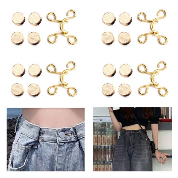 WUSI 20 Pieces Adjustable Waist Buckle Extender Set Jeans Extender Waist Extender Button for Pants Adjustable Jean Button Perfect Fit Instant Button(Golden)