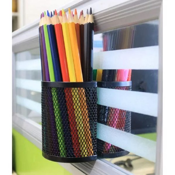 Pencil Holder - Locker Accessories, 1 Pack Mesh Pencil Holder Magnetic Pen Holder for Refrigerator for Home School and Office, Black Pen Holder for Desk - Image 3