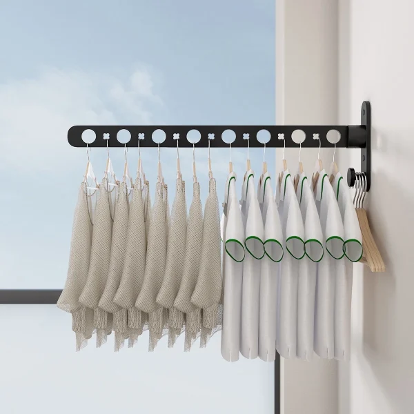 Retractable Clothesline - 304 Stainless Steel Retractable Clothesline Indoor with Adjustable Nylon Rope, Wall Mounted Retractable Laundry Line, Laundry Accessories - Image 4