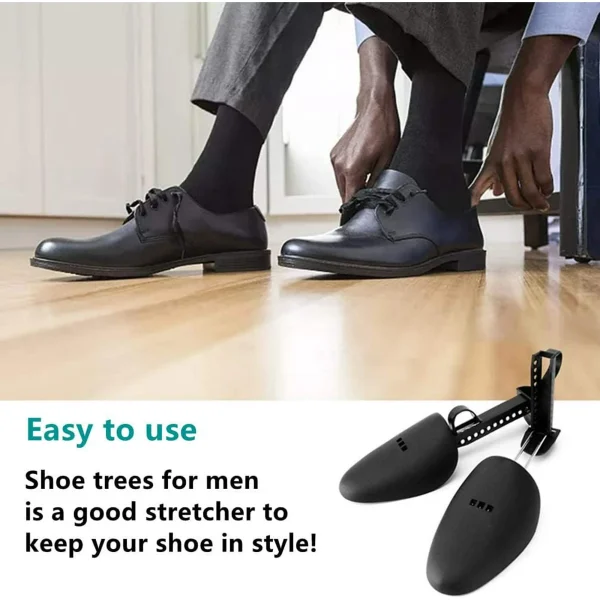 Emlimny 2 Pairs Plastic Adjustable Length Men Shoe Tree Shoe Stretcher Boot Holder Organizers Boot Holder Support Practical Shoes Shape Keeper with Tension Spring Coil for Most Shoes Black - Image 4