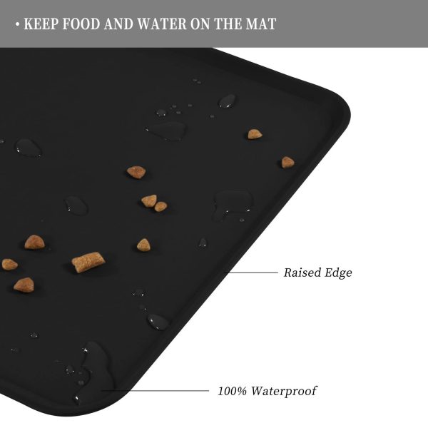 Emlimny Silicone Dog Cat Bowl Mat Non-Stick Food Pad Water Cushion Waterproof (Black) - Image 2