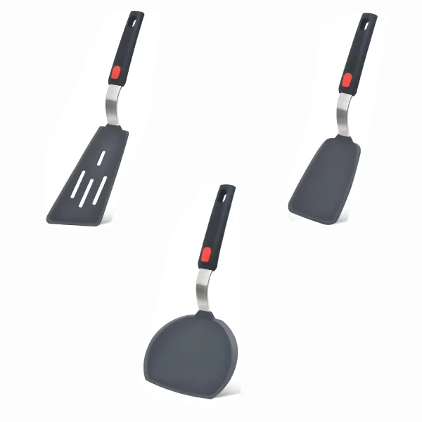 Silicone Spatula Turner, Holytech 3 Pcs Heat Resistant Spatula for Cooking, Large Flexible Kitchen Utensils BPA Free Rubber Spatula Set for Egg, Pancake, Fish, Burger - Image 4