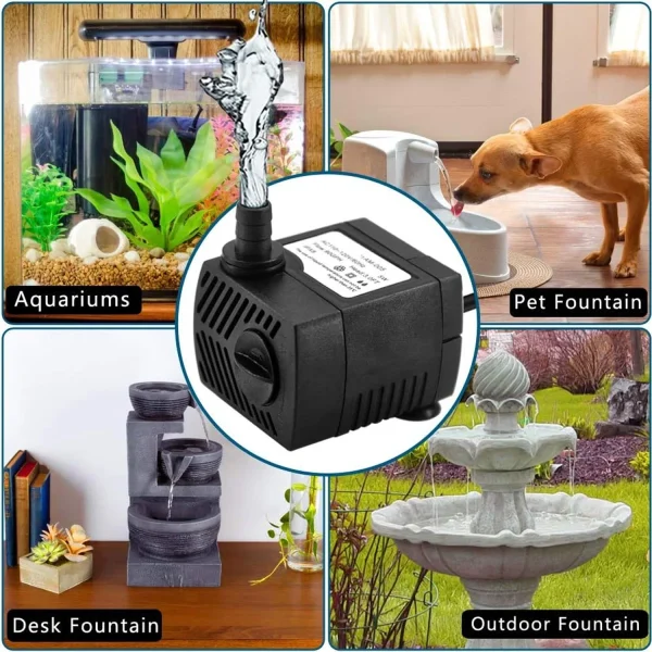 90 GPH Mini Submersible Pump, Small Fountain Pump (5W 350L/H) for water feature, Aquariums, Fish Tank, Tabletop Fountain, Pet Fountain, Indoor or Outdoor Pond Fountain - Image 4