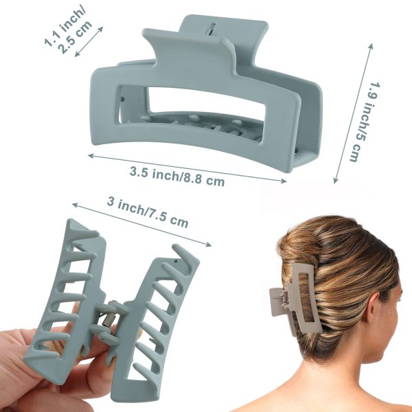 Emlimny 6 Pack Square Hair Claw Clips for Women Girls, 3.3" Medium Non-slip Hair Clips, Rectangular Claw Hair Clips, Matte Hair Claws Strong Hair Styling Accessories Jumbo Claw Clip - Image 3