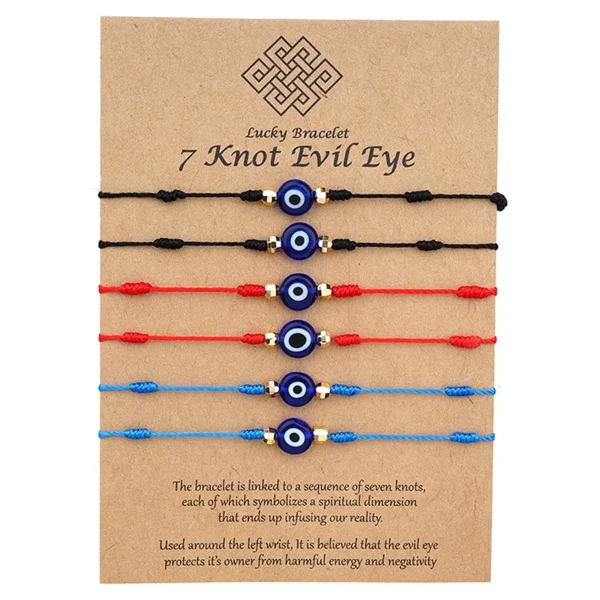 Couple Evil Eye Bracelets Men and Women Evil Eye 7 Knot Lucky Bracelets Adjustable Red String Amulet for Women Men Little Boys & Girls - Image 2