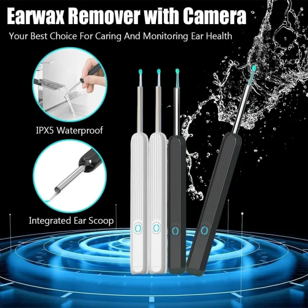 Ear Wax Remover, Emlimny Ear Cleaner Ear Wax Removal Kit, Wireless Otoscope, 1296P HD Endoscope with 4 LED Lights, Suitable for iPhone, & Android Smart Phones(Black) - Image 4