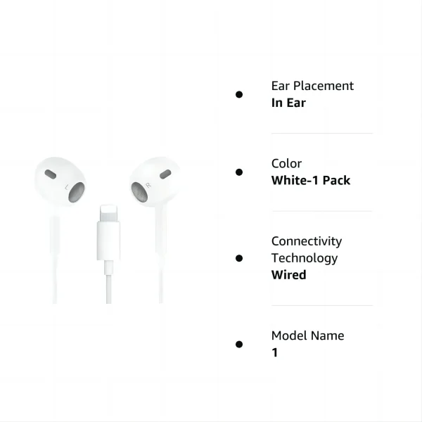 Apple Earbuds iPhone Headphones [Apple MFi Certified] Headphones with Lightning Connector (Built-in Mic and Volume Control) Compatible with iPhone 14/13/12/11/XR/XS/X/8/7 - Image 4