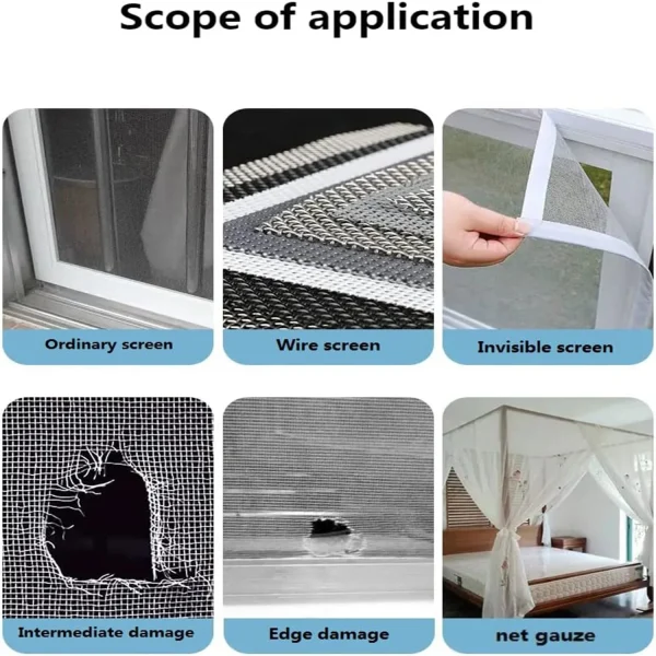 Emlimny Window Screen Repair Patches, Screen Door Repair Kit, Self-Adhesive Screen Kit Suitable for Repairing Holes & Tears (5 Pcs) - Image 2