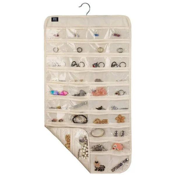 Hanging Jewelry Organizer,Accessories Organizer,80 Pocket Organizer for Holding Jewelries（Beige） - Image 4