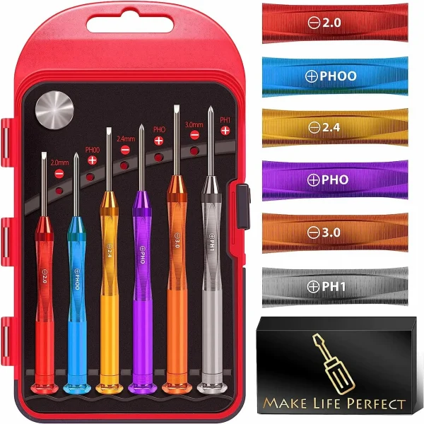 6PC Magnetic Small Screwdriver Set - Flathead and Phillips Micro Head Mini Screwdriver Set Precision CRV Eyeglasses Watches Electronics Computer Repair Kit Cool Gadgets Tool Gifts for Men