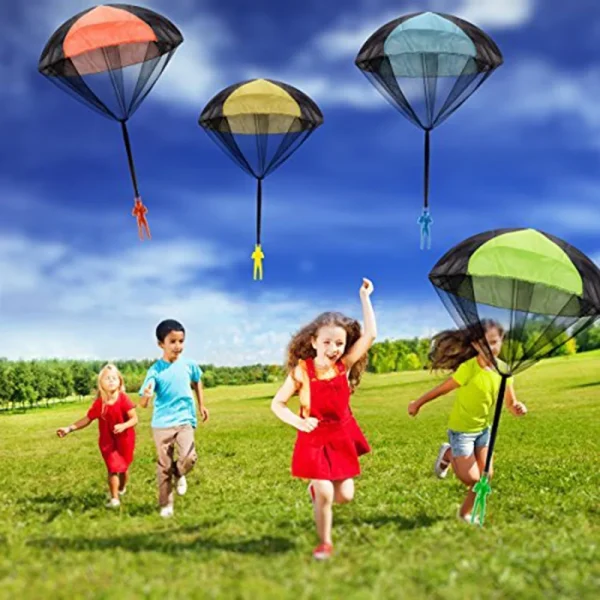 Emlimny 4 Colors Parachute Toy, Tangle Free Throwing Toy Parachute, Outdoor Children's Flying Toys, No Assembly Required (4 Pieces Set) - Image 3