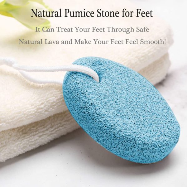 2PCS Natural Pumice Stone for Feet, Emlimny Lava Pedicure Tools Hard Skin Callus Remover for Men/Women Feet and Hands - Natural Foot File Exfoliation to Remove Dead Skin(Blue) - Image 3