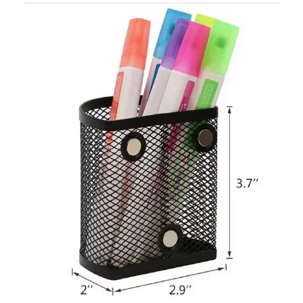 Pencil Holder - Locker Accessories, 1 Pack Mesh Pencil Holder Magnetic Pen Holder for Refrigerator for Home School and Office, Black Pen Holder for Desk - Image 2