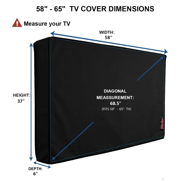 Emlimny Outdoor Waterproof and Weatherproof TV Cover for 60 to 65 inch Outside Flat Screen TV - Cover Size 58''W x 37''H x 5.5''D Compatible with 60 - 65 inch LCD LED TV - Image 4