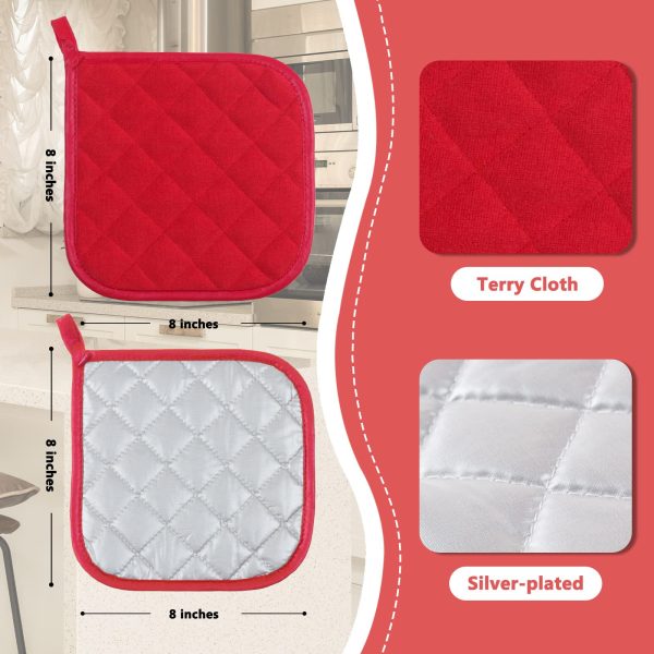 4 Pack Oven Hot Pads,Holytech Pot Holders,Kitchen Heat Resistant Pot Holders Sets Terry Cloth Pot Holders for Cooking Baking - Image 4