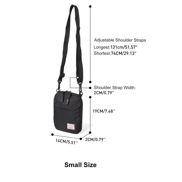 WUSI Small Crossbody Bag for Men, Black Mini Messenger Bag Shoulder Bag for Phone Passport - Image 4