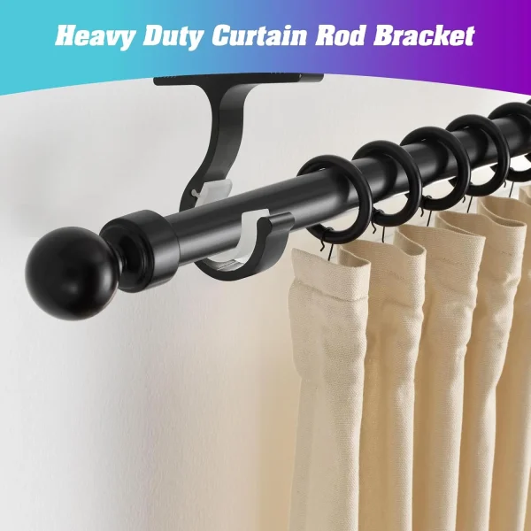 Genreen Curtain Rod Brackets Ceiling Ｍount and Ｗall Installation　Curtain Rod Brackets Ceiling Curtain Rod Brackets Rod Holders for 1 Inch Rod, Black Color, (Set of 4,Black) - Image 3