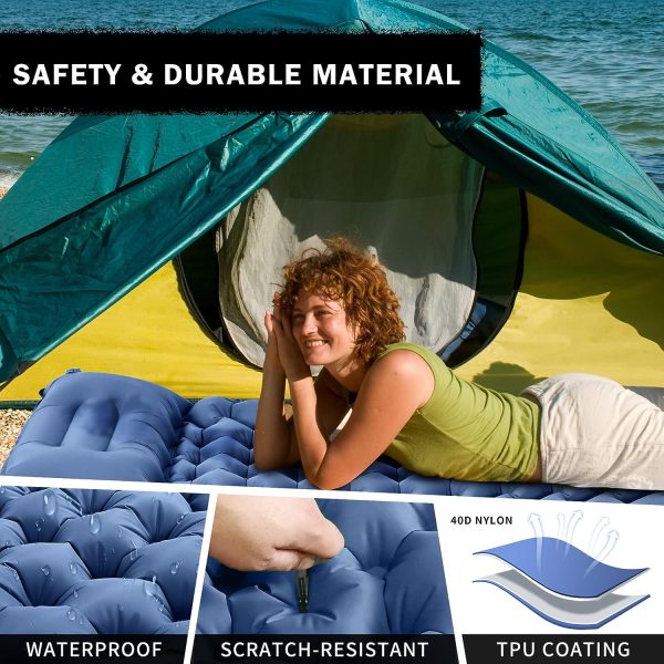 Camping Pad,Extra Thickness 3.9'' Inflatable Sleeping Pad for Camping with Pillow, Built-in Foot Pump, 77''*27'' Sleeping Mat with Carry Bag, Ultralight & Compact Camping Mattress for Hiking - Image 2