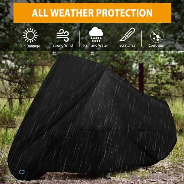 Motorcycle Cover All Season Universal Weather Waterproof Motorbike Cover with Lock-Holes & Storage Bag XXL Motorcycles Vehicle Cover for Harley Davidson, Honda, Suzuki, Kawasaki, Yamaha - Image 2