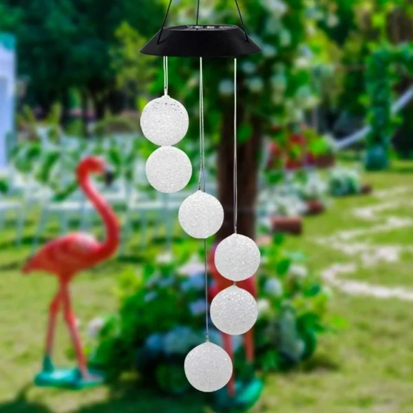 LED Solar Crystal Ball Wind Chime, 25" Mobile Hanging Wind Chime for Home Garden Decoration, Automatic Light Changing Color - Image 3