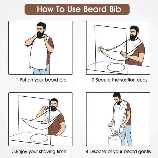 Emlimny Beard Bib Apron for Men's Christmas Gifts for Dad Husband, Beard Hair Catcher for Shaving, Waterproof Non-Stick Beard Cape 70*110cm White - Image 2