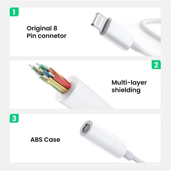 siisll 3 Pack Lightning to 3.5 mm Headphone Jack Adaptern for iPhoe 3.5mm Headphones/Earphones Jack Audio Adapter Compatible for iPhone 14 13 12 11 XS XR X 8 7 - Image 4