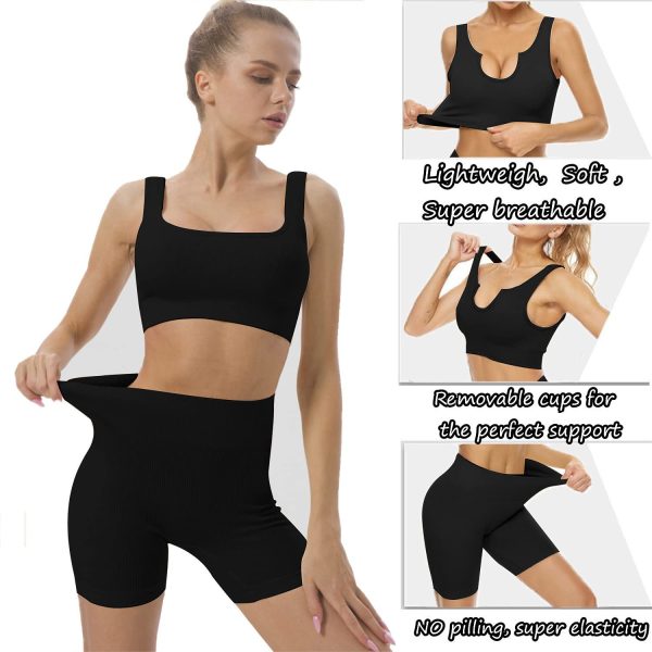 Workout Sets for Women, Emlimny Seamless Crop Tops Leggings Matching 2 Pieces Outfits, Sexy Two Piece Yoga Workout Outfits - Image 4