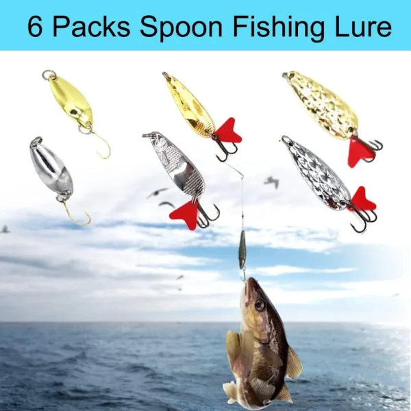 Genreen Fishing Lures Kit, (94Pcs) Spoon Lures, Soft Plastic Worms, Frog Lures, Bait Tackle Kit for Freshwater and saltwater fish - Image 3