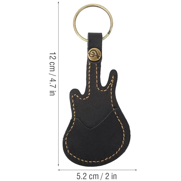 Black Leather Guitar Picks Case Guitar Pick Holder Guitar Plectrums Bag Guitar Pick Keychain Holder Guitar Pick Storage Bag Brass Guitar Pick Accessories with 5PCS Guitar Picks (Random Color) - Image 4