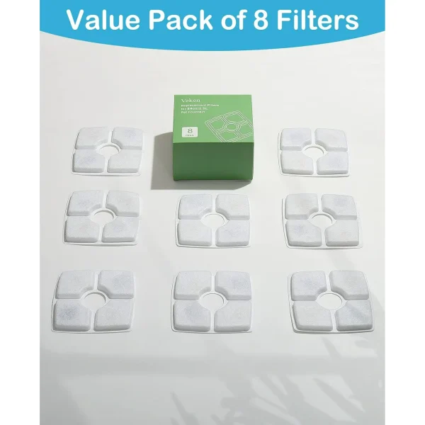 8 Pack Replacement Filters for 84oz/2.5L Automatic Pet Fountain Cat Water Fountain Dog Water Dispenser - Image 3