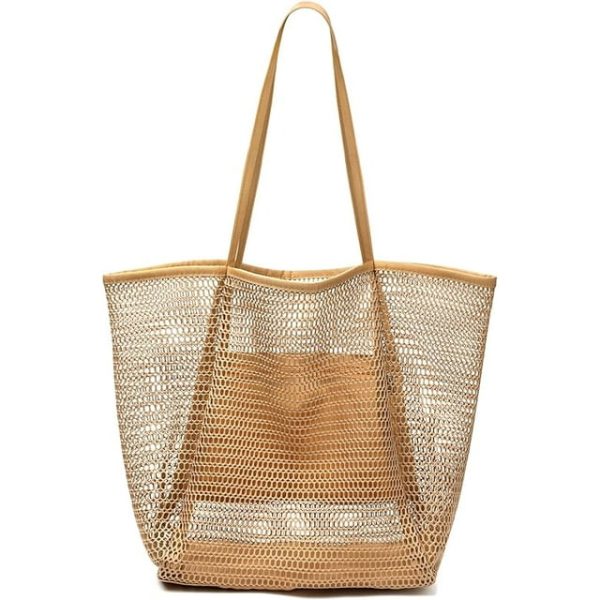 Beach Bag Mesh Tote Bag, Upgraded Beach Bags for Women Mesh Bag Hobo Bag Beach Accessories