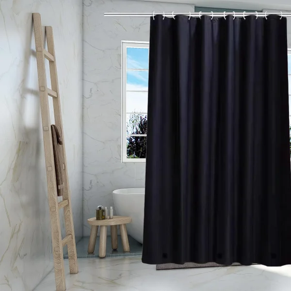 Black Plastic Shower Curtain Liner, 72x72 Inch Thin Lightweight Black Plastic Bathroom Shower Showroom Inner Curtain with Rustproof Metal Grommet Holes and Weighted Magnets