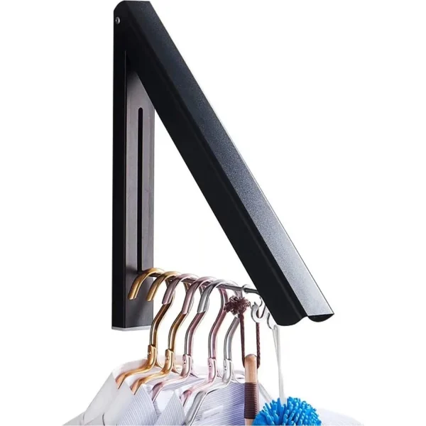 Clothes Drying Rack, Laundry Racks for Drying Clothes, Wall Mounted Retractable Clothes Hanger for Laundry Room, Garage, Indoor & Outdoor Use, Aluminum (1 Racks, Black)