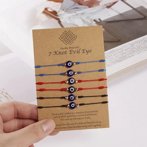 Couple Evil Eye Bracelets Men and Women Evil Eye 7 Knot Lucky Bracelets Adjustable Red String Amulet for Women Men Little Boys & Girls