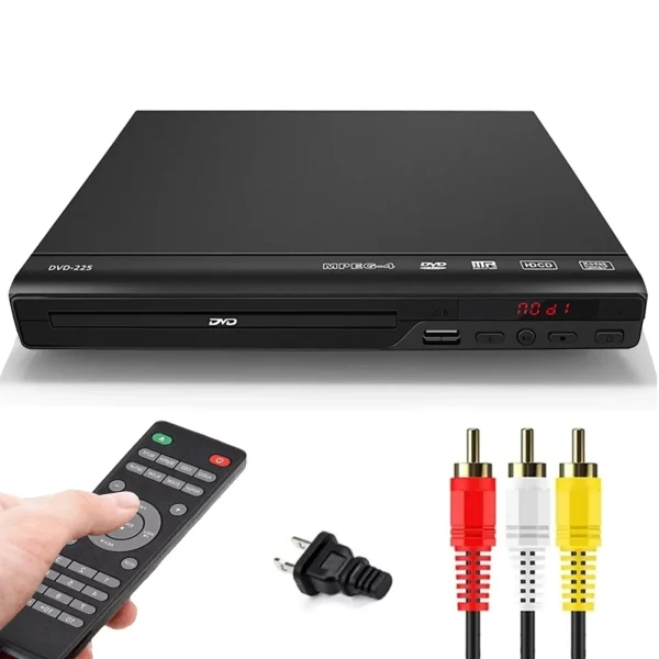 DVD Player for TV, USB Slim Portable DVD Burner/Writer/Player with AV Output for Elderly, CD Player for Home Stereo System, HDMI and RCA Cable Included